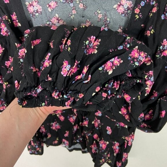 NEW AFRM Hart Floral Print Peplum Cutout Top Bohemian Nordstrom Bell Sleeve Boho - Picture 6 of 14